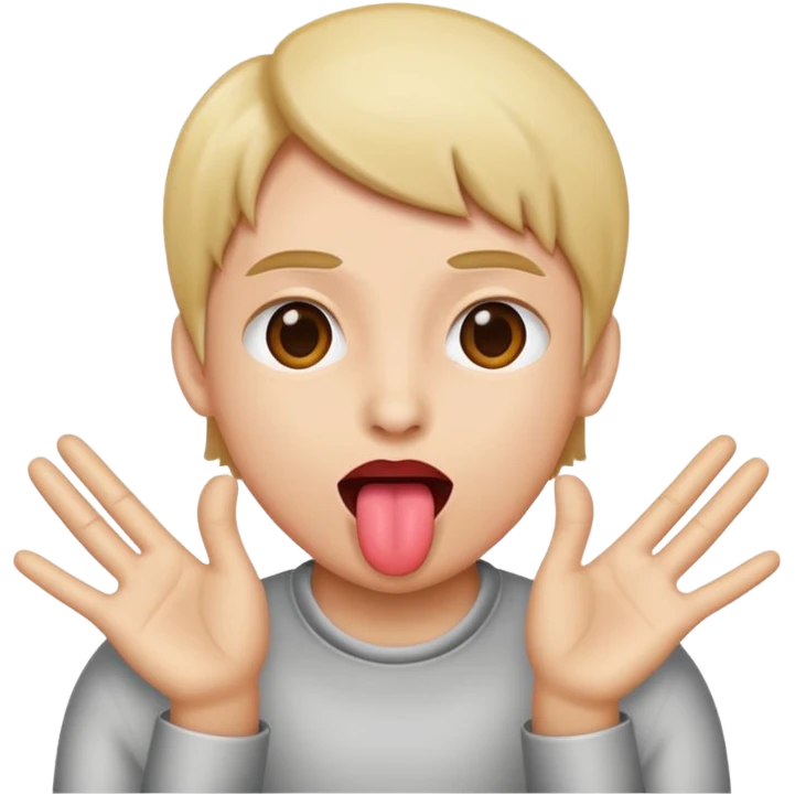Tongue out with hands to the side emoji