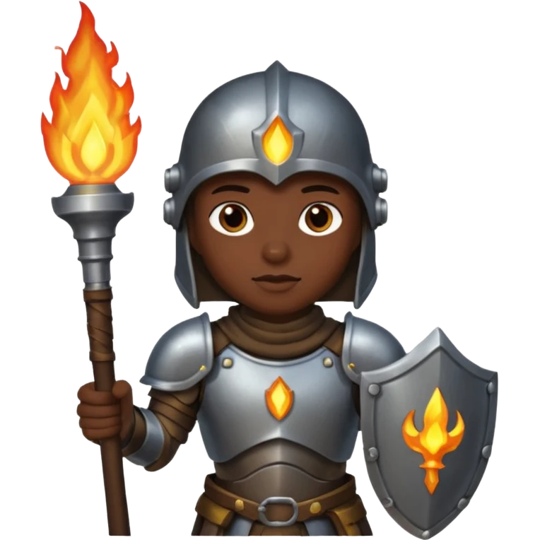 Dark souls holding a torch in hand wearing dim, iron armor emoji