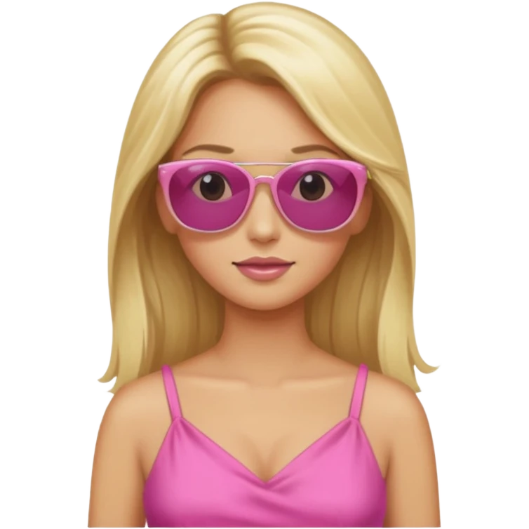 dior women with long blonde hair, pink dress, wear sun glasses emoji