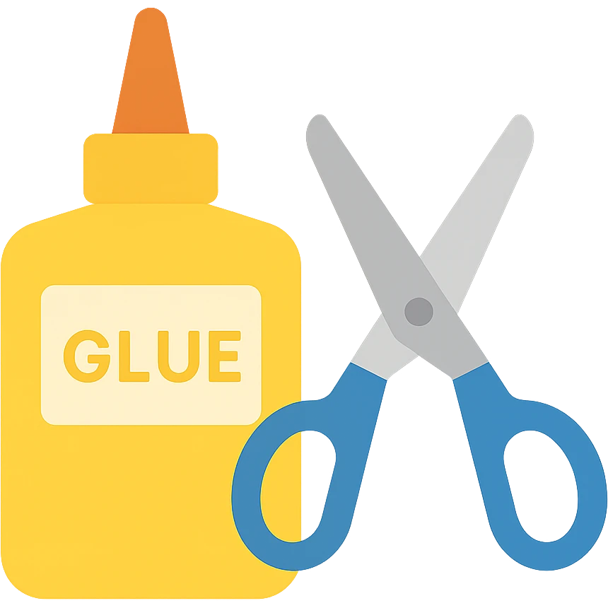 craft glue and scissors flat toon emoji