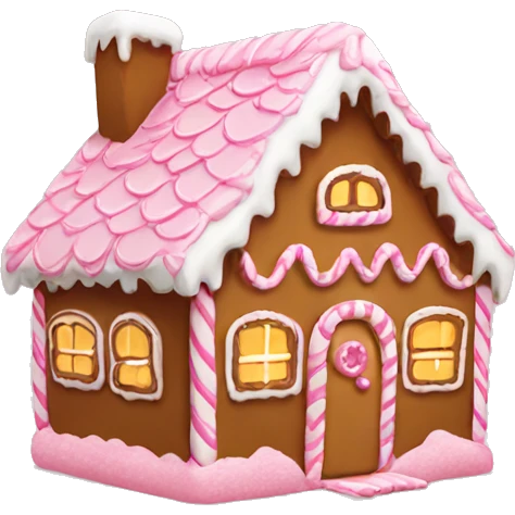 Gingerbread house with light pink emoji