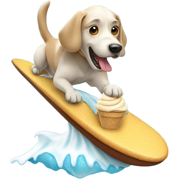 Dog surfing on an ice cream  emoji
