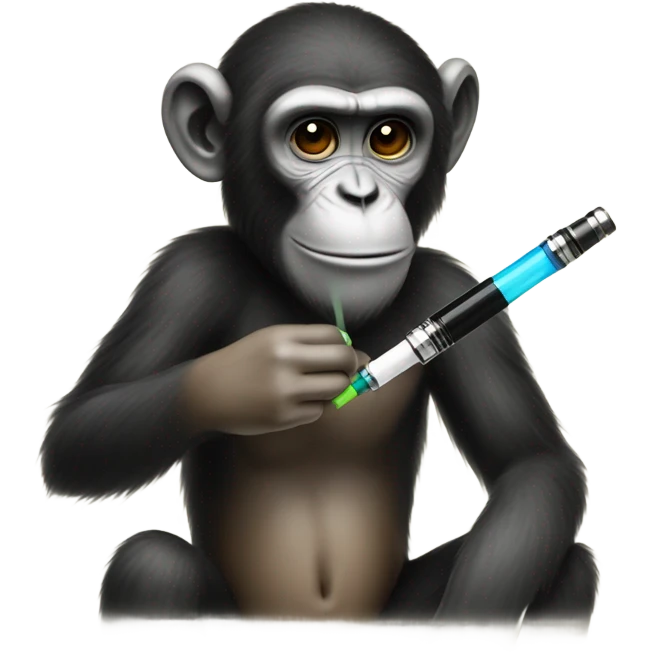 Monkey hitting a vape emoji