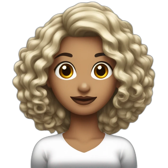 adulta de piel morena y cabello largo rizado negro emoji