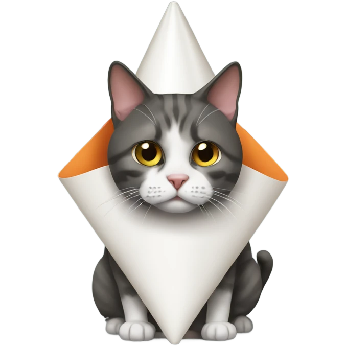 Cat wearing a cone of shame emoji