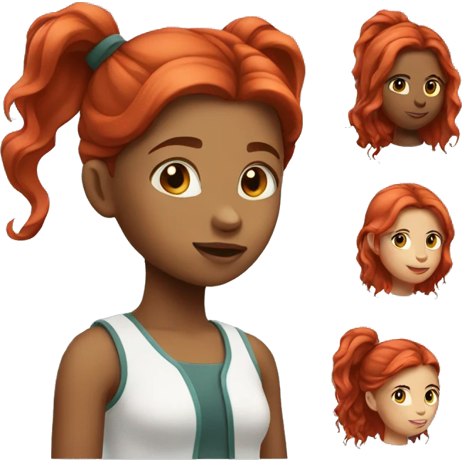 girl with 2 pony red color hair emoji
