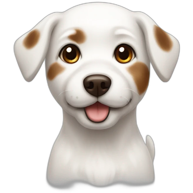 little white dog with little brown spots emoji