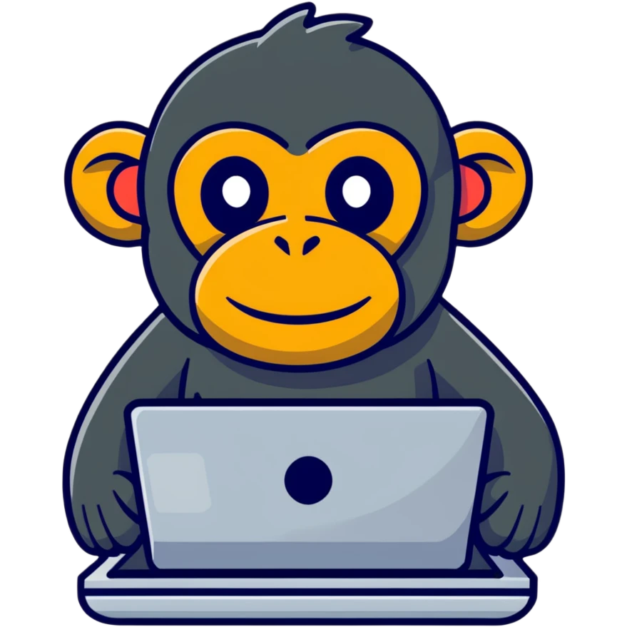 excited ape sending text messages on a computer keyboard emoji