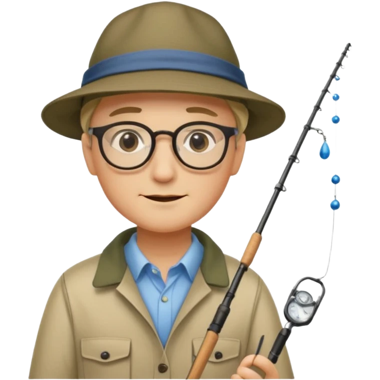 Accountant who wears glasses and loves fishing with fair skin and bold spot emoji