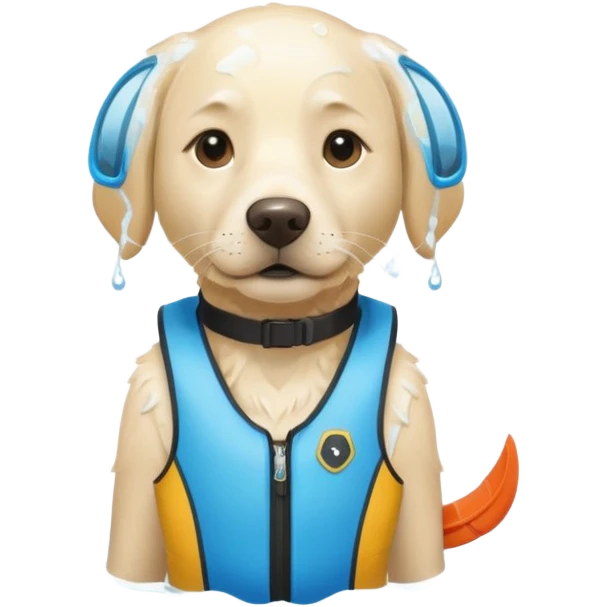 White labrador with snorkel and and swimmers vest emoji