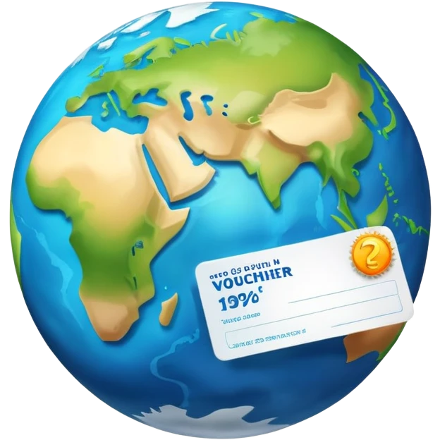 Planet earth with a voucher coupon on it emoji