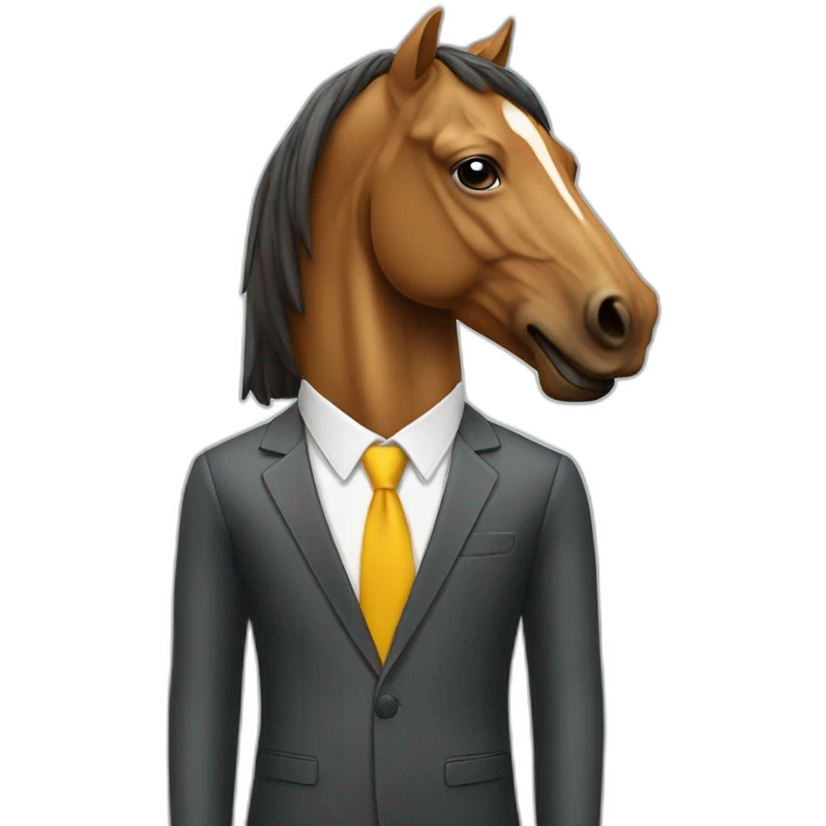 Business man with horse head ans a skateboard emoji