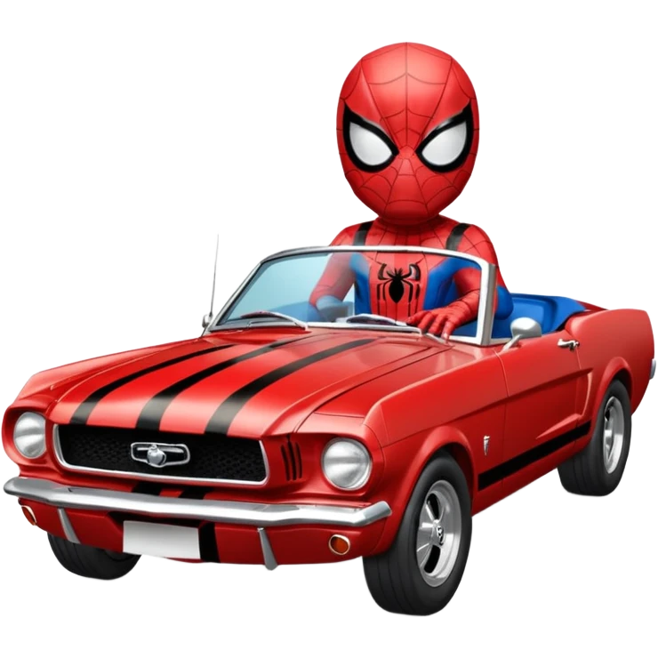 Spider-Man driving a 65 fastback Mustang emoji
