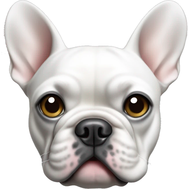 White french bulldog face with gray mark over one eye and ear  emoji