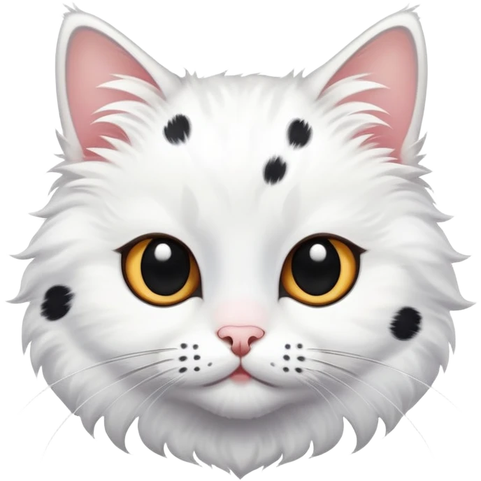 Cute white cat with black spots emoji