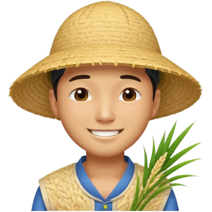 Asian guy with a rice hat, eyes closed emoji