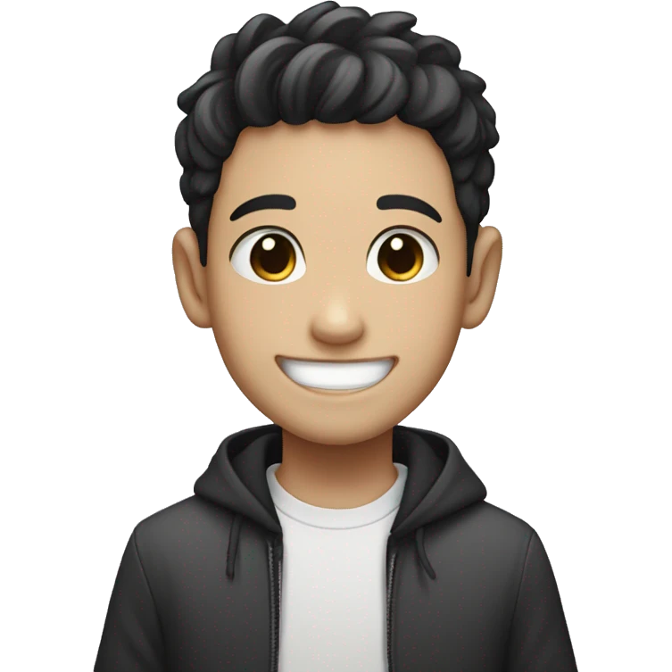 Smiling boy, white skin, black hair, kawaii eyes  emoji