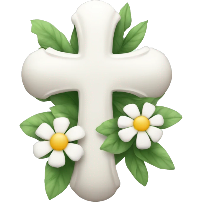 Pretty White cross with flowers emoji