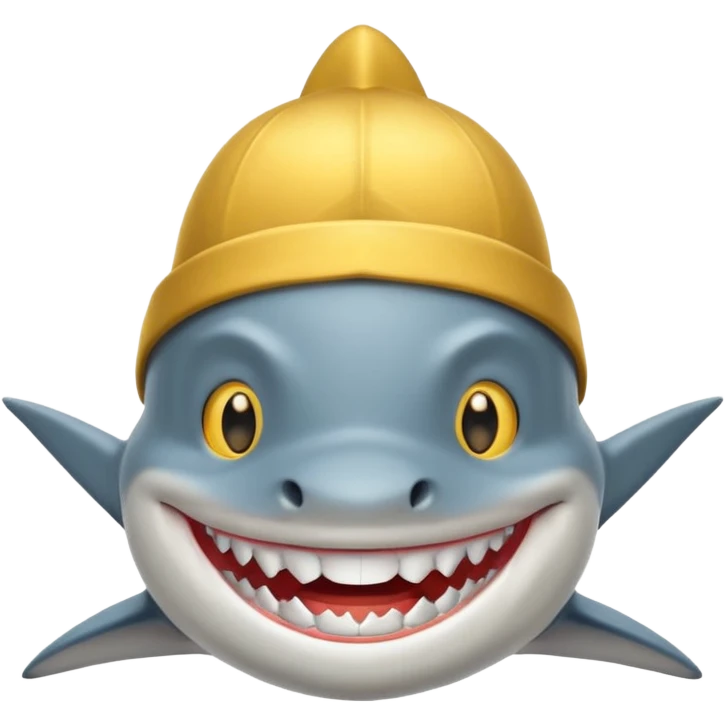 Shark with golden hat on his head smiling emoji