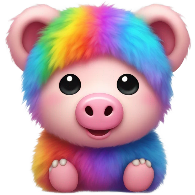 fluffy pig teddy with rainbow fur emoji
