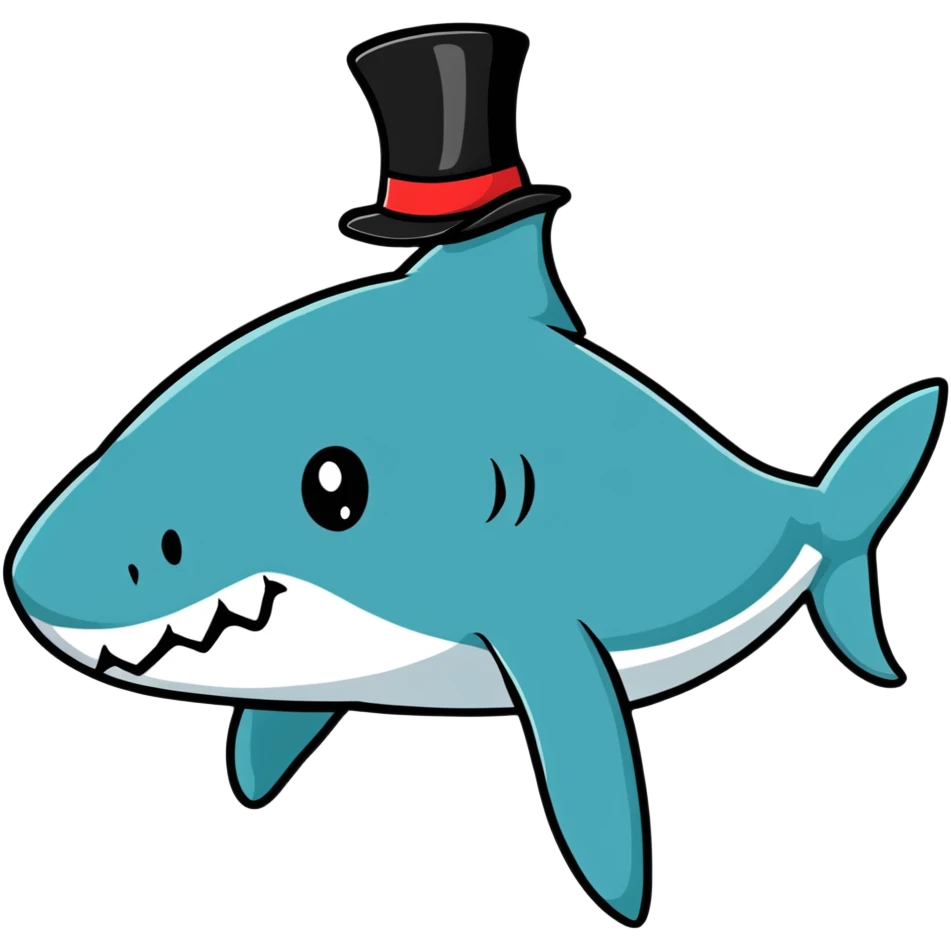 shark wearing a top hat emoji