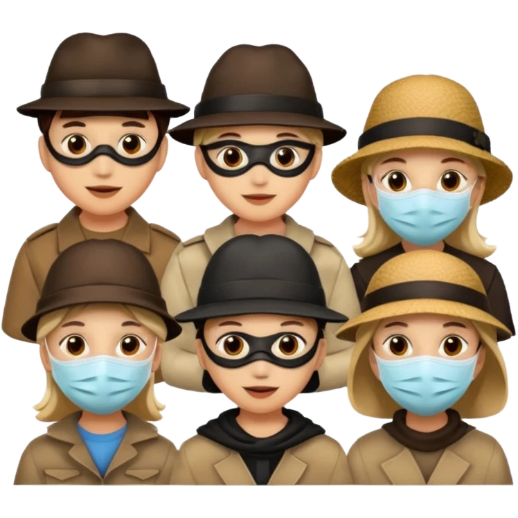 masked people with hat emoji