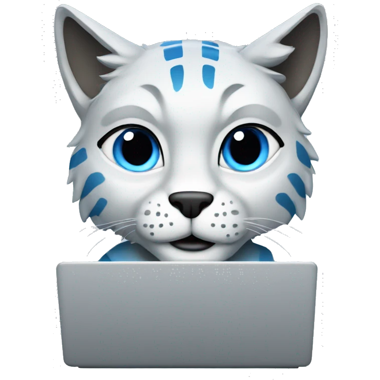 A blue lynx with a laptop emoji