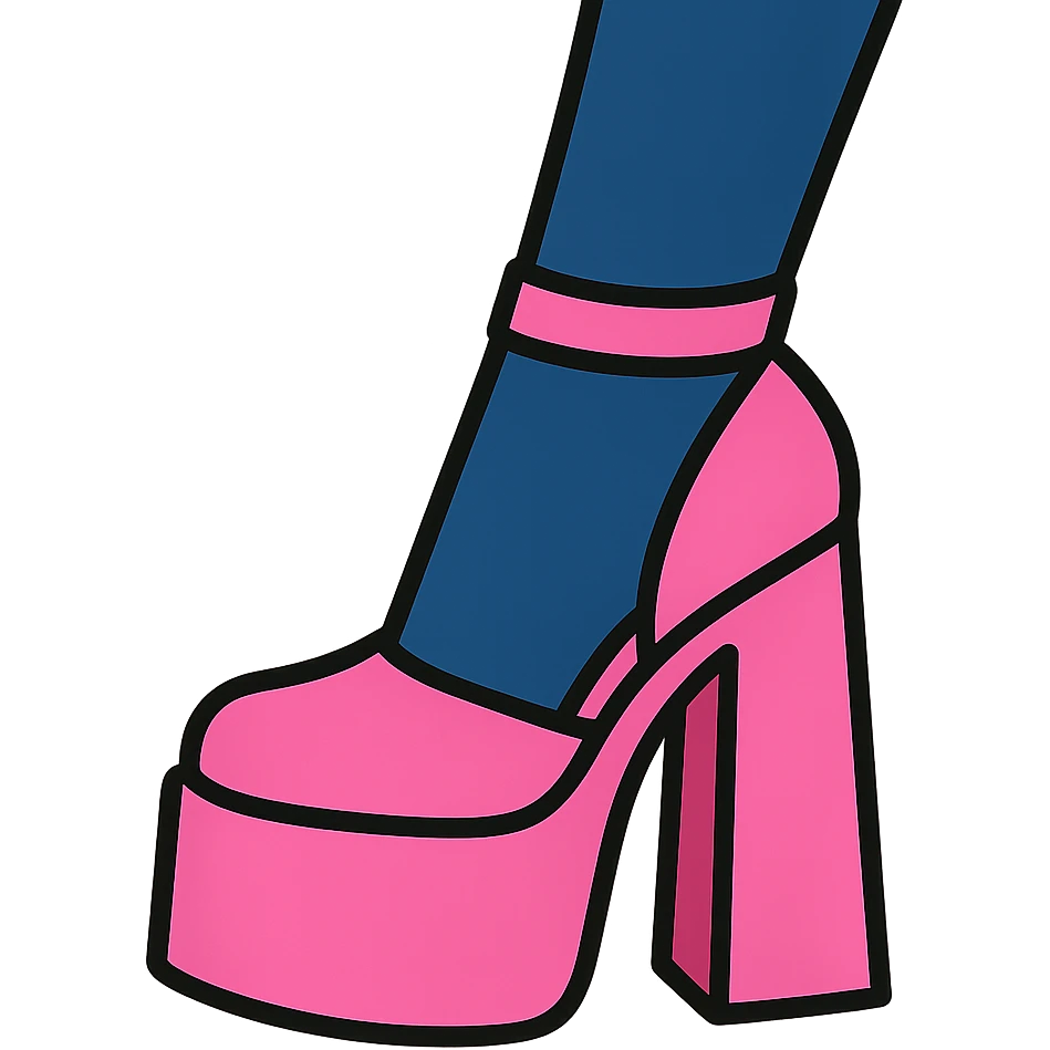 pink platform heel with a leg in stockings emoji