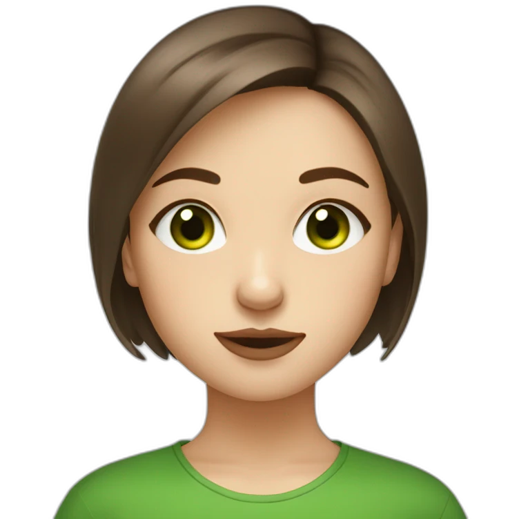 belarussian girl wirh short brown hair piercing in nose and green eyes emoji