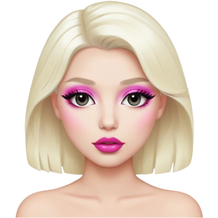 Person with platinum blonde hair, pink lips, and heavy makeup emoji