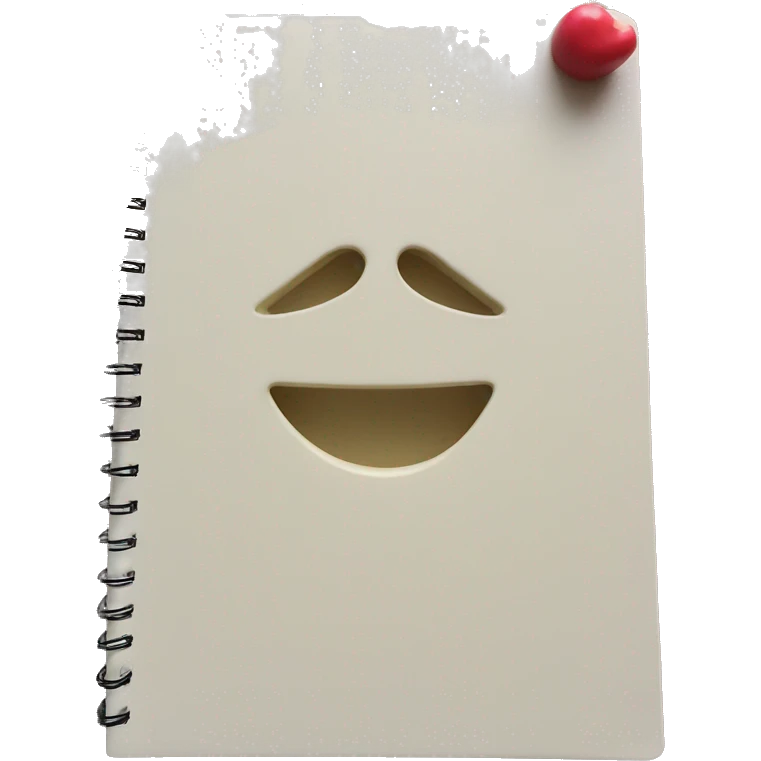 poetry notebook, cream pages, relief emoji