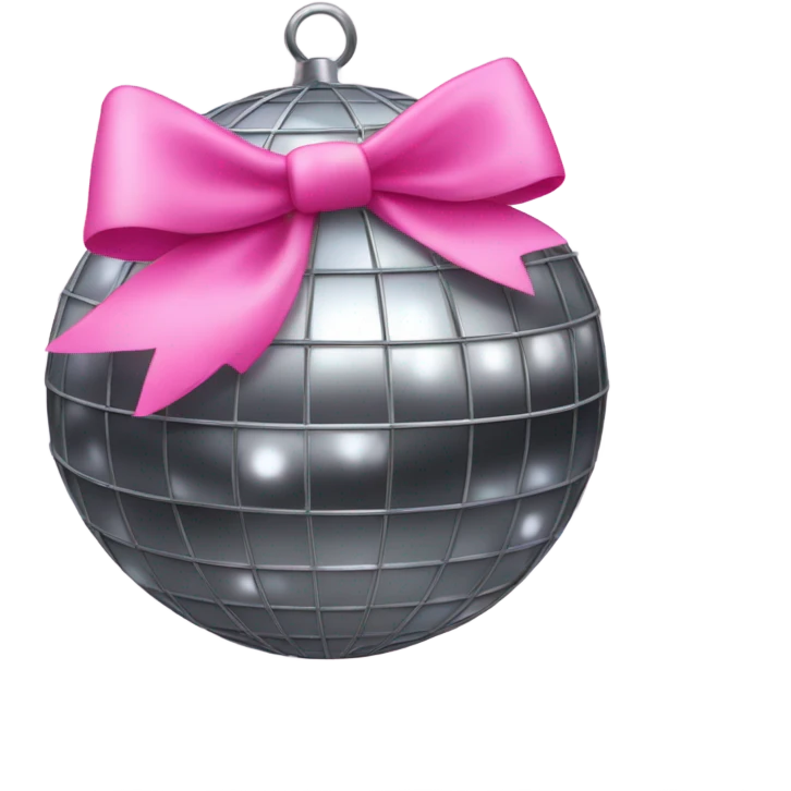mirrorball with pink bow on top of it emoji