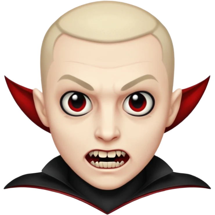 vampire with fangs and buzz cut black  emoji
