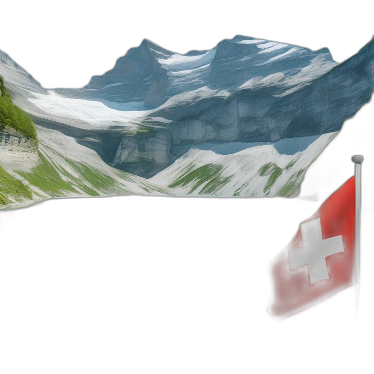 Lac D’oeschinensee avec drapeau suisse  emoji