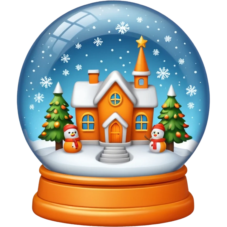 Orange Christmas village snow globe emoji