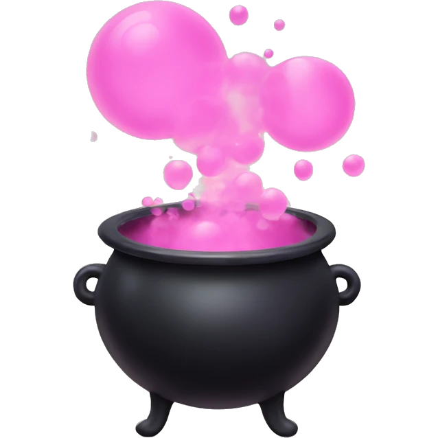 Black witches cauldron with pink bubbles coming out emoji