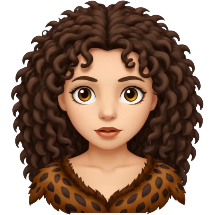 cavewoman with dark brown curly hair emoji