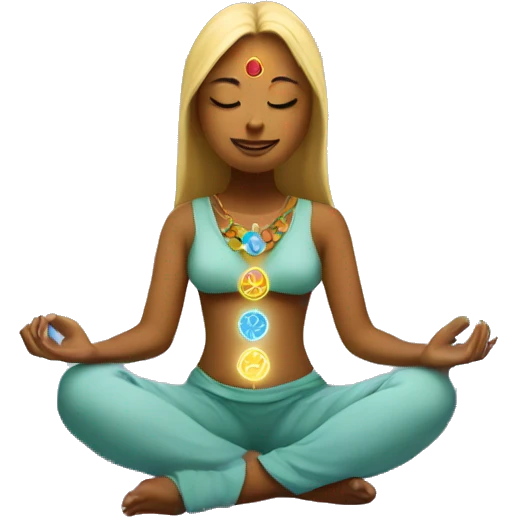 Light lady with 7 chakra symbols meditation  emoji