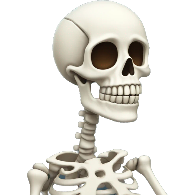 Skelton waving high while smiling  emoji