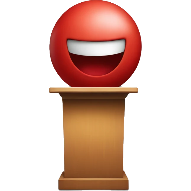 Red blob person on a podium giving a speech emoji