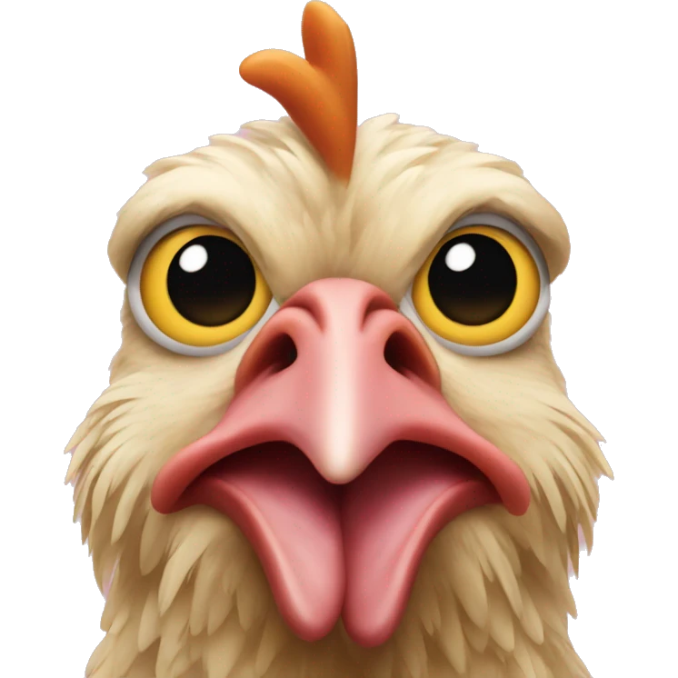 a chicken with big lips and long nails emoji
