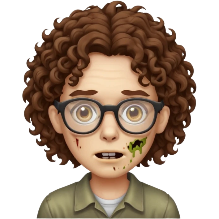 zombie with curly hair and glasses emoji