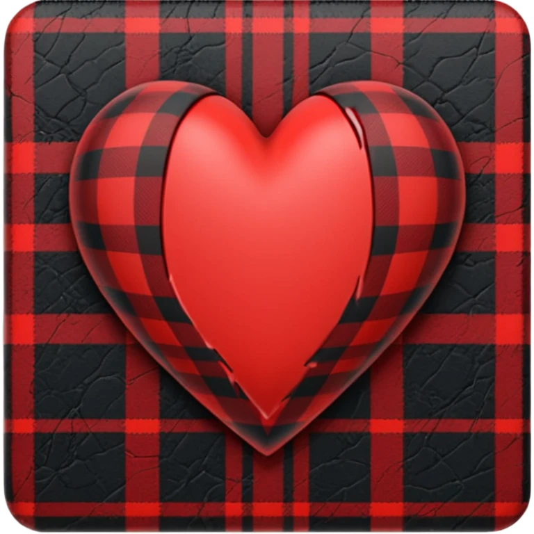 goth heart with black and red tartan pattern emoji