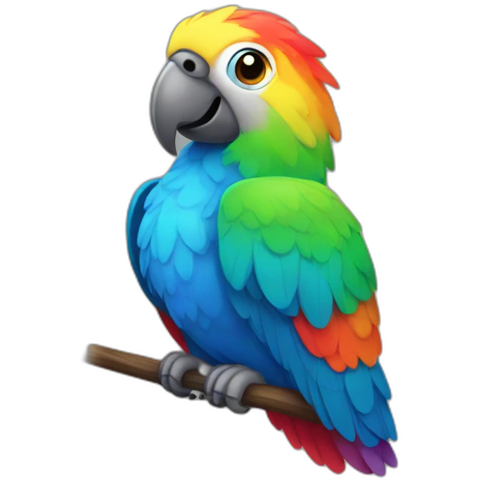 rainbow colored parrot emoji