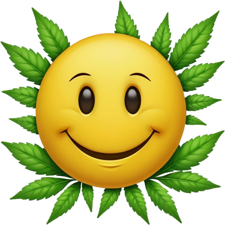Smiley face with weed leaves for eyes emoji