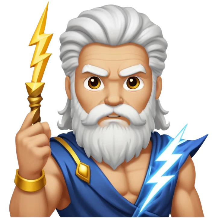 Zeus thunder god with lightning bolt and white beard emoji