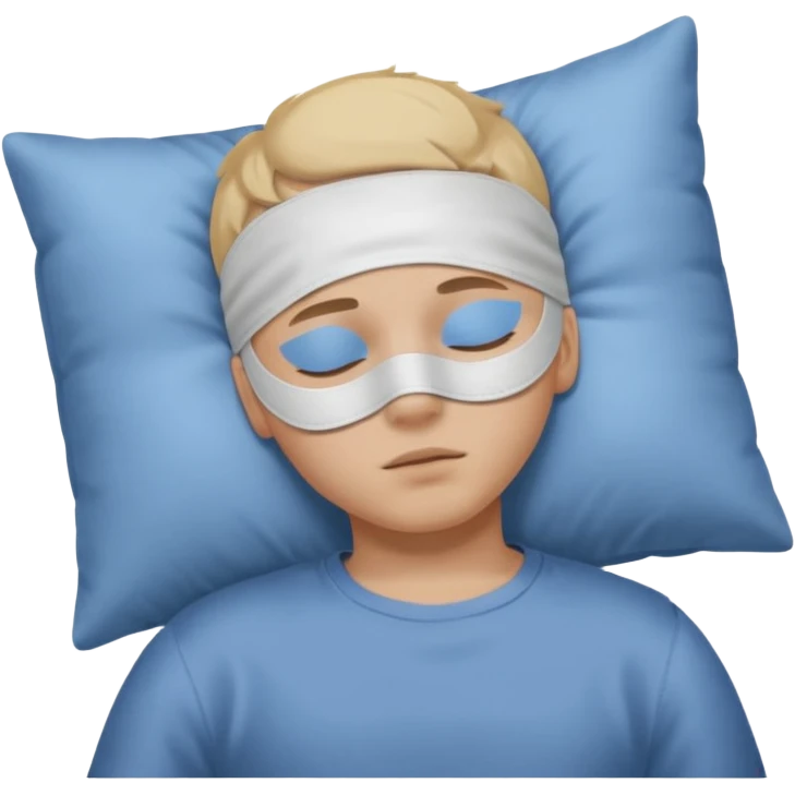 boy with a sleeping mask above head like a band no pillow no face covered 
 emoji