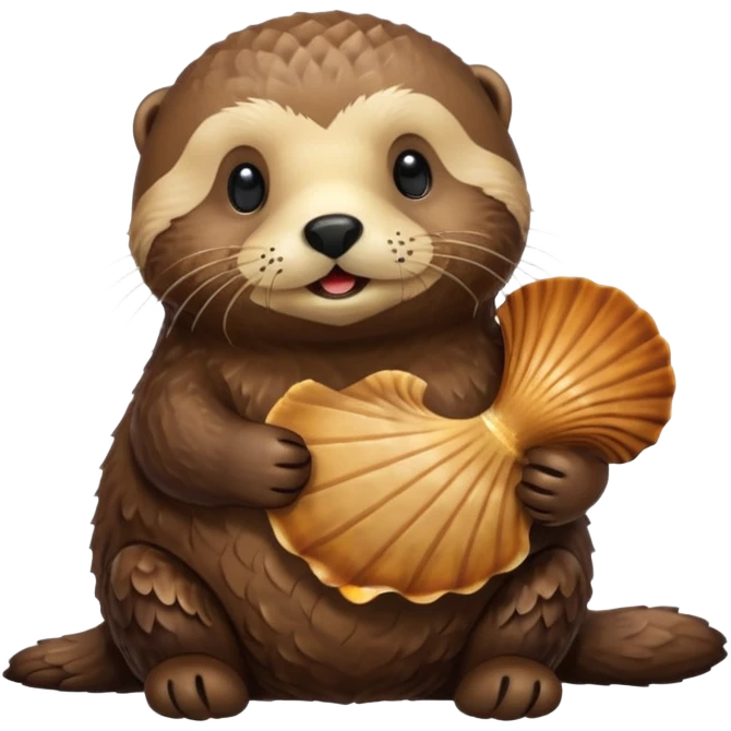 sea otter holding a scallop shell emoji