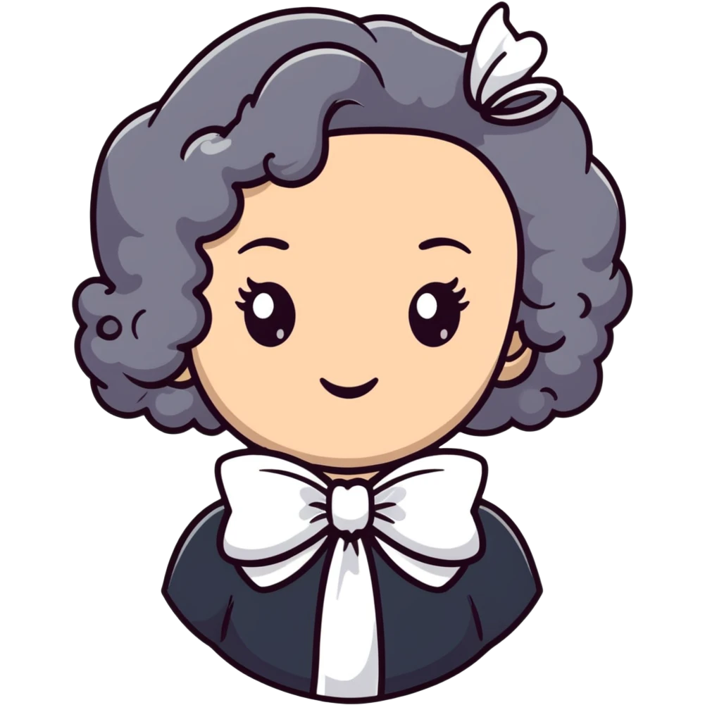 White girl with curly hair and white bow on her head emoji