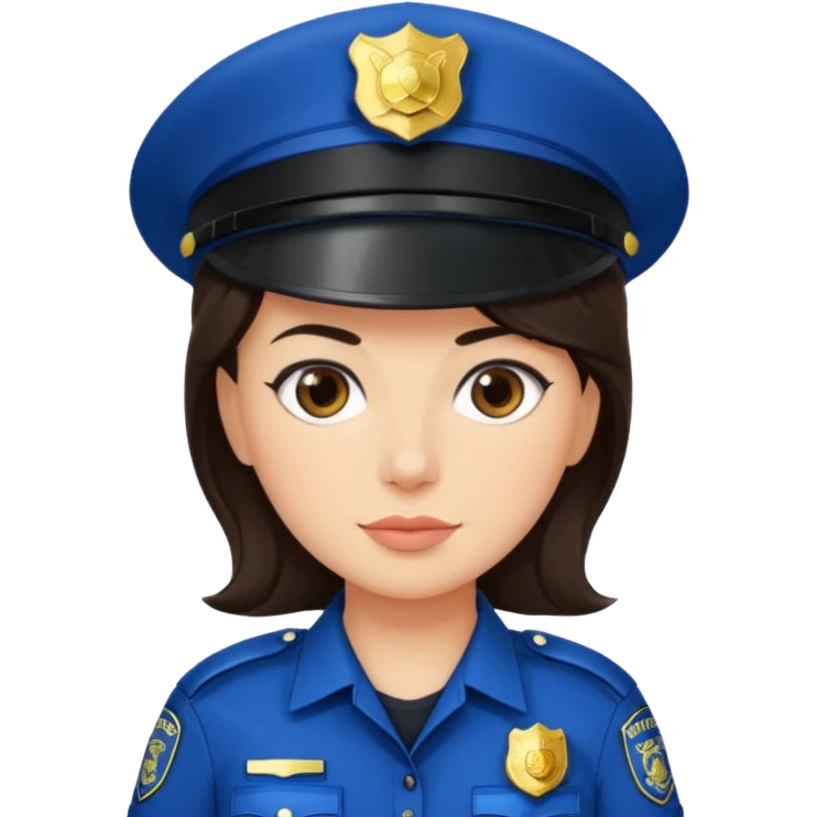 police woman with dark brown hair and bright skin emoji